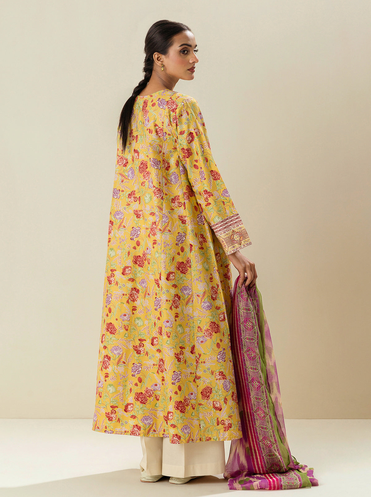 2 Piece - Printed Lawn Suit -Yarrow Cream
