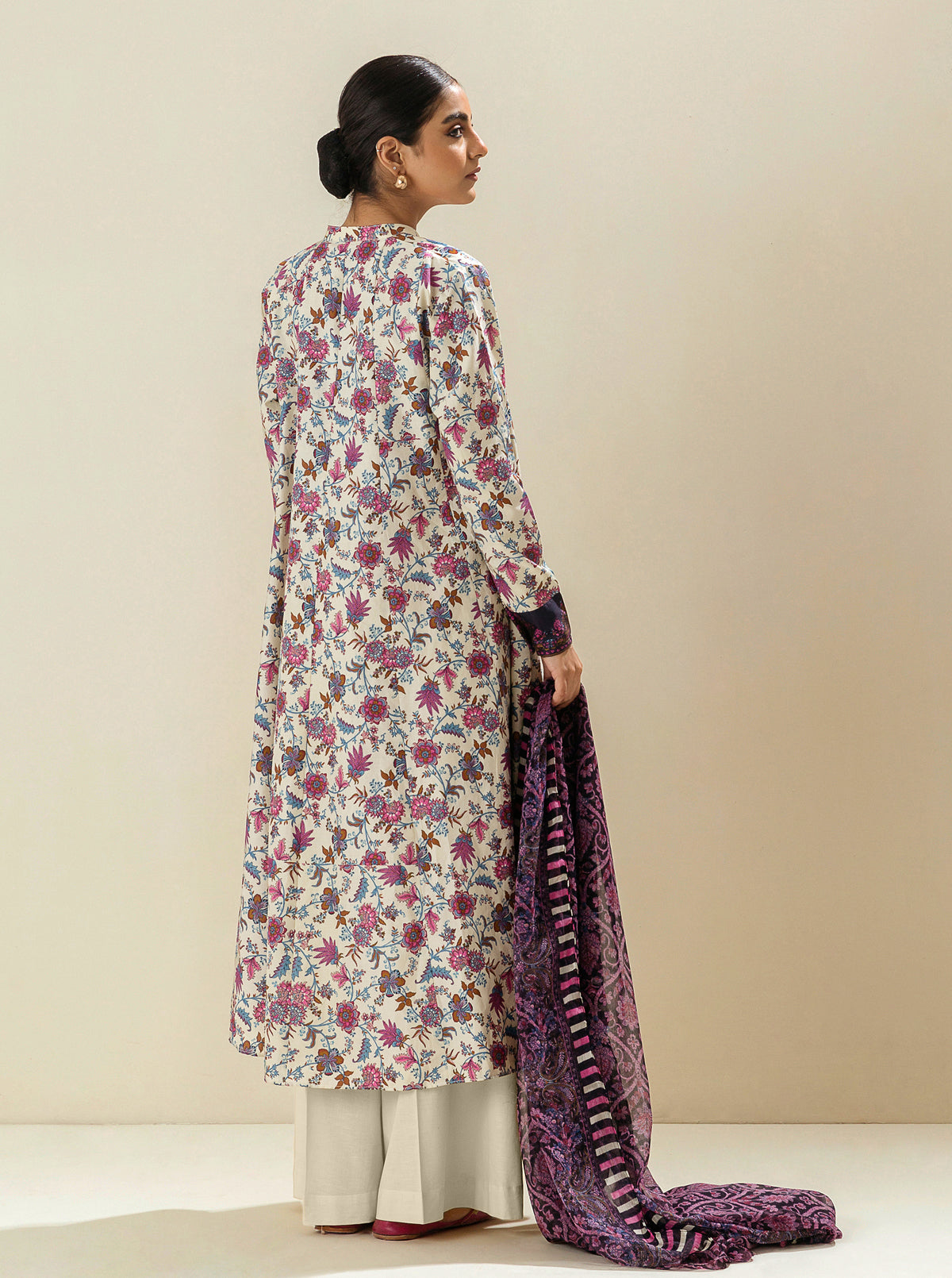 2 Piece - Printed Lawn Suit - Raspberry Rose