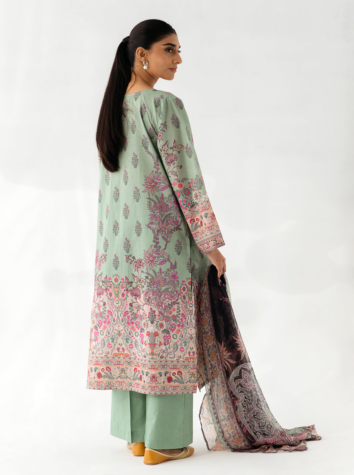 3 Piece - Embroidered Lawn Suit - Mistletoe Pomace