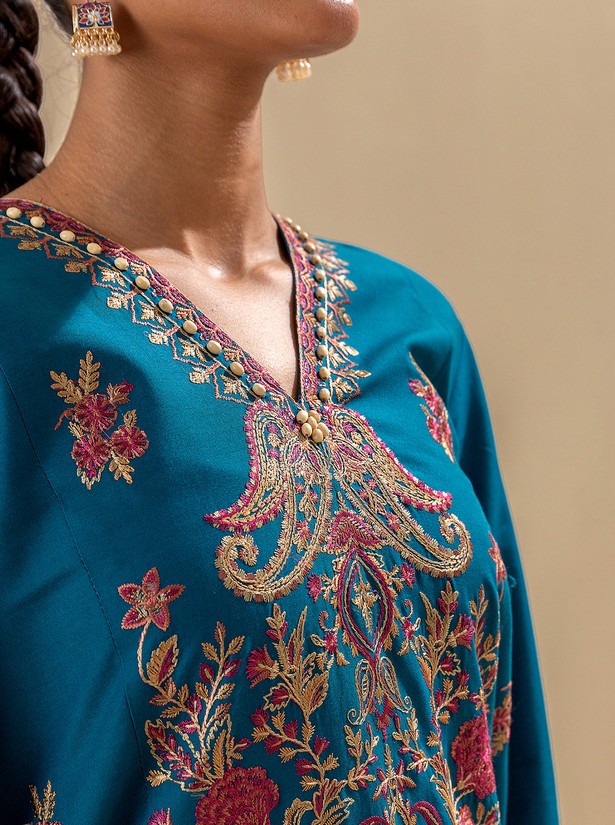3 Piece Embroidered Lawn Suit-Ocean Depths (Unstitched)