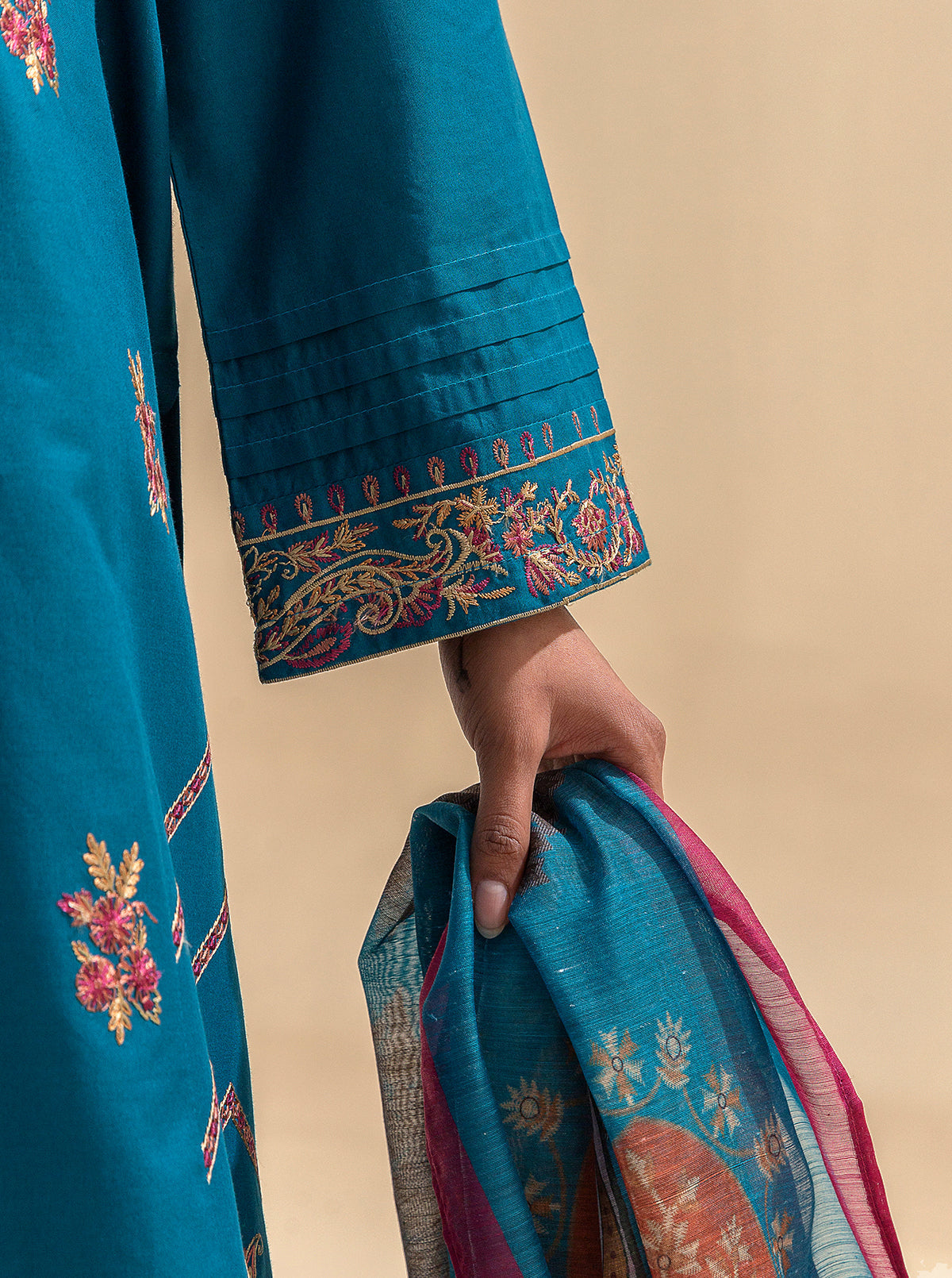 3 Piece Embroidered Lawn Suit-Ocean Depths (Unstitched)
