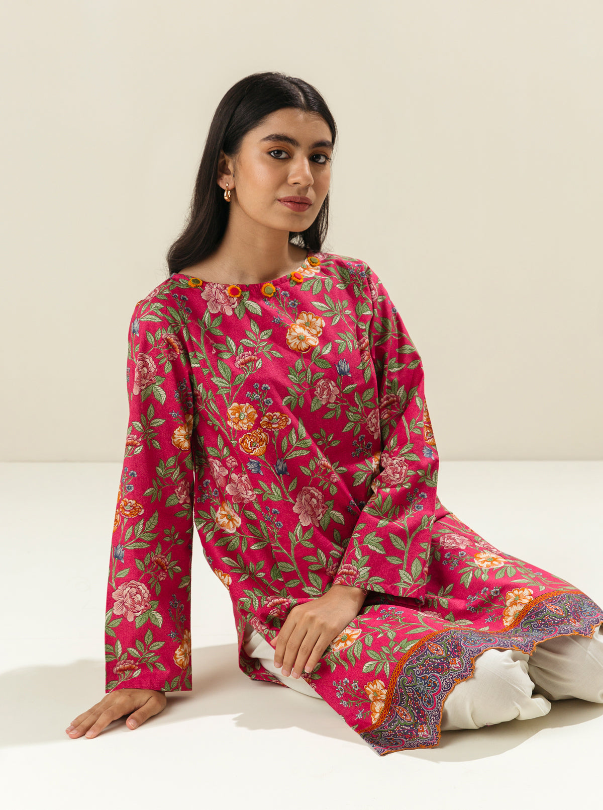 1 PIECE - PRINTED LAWN SHIRT - MELTED INCANDESCENCE