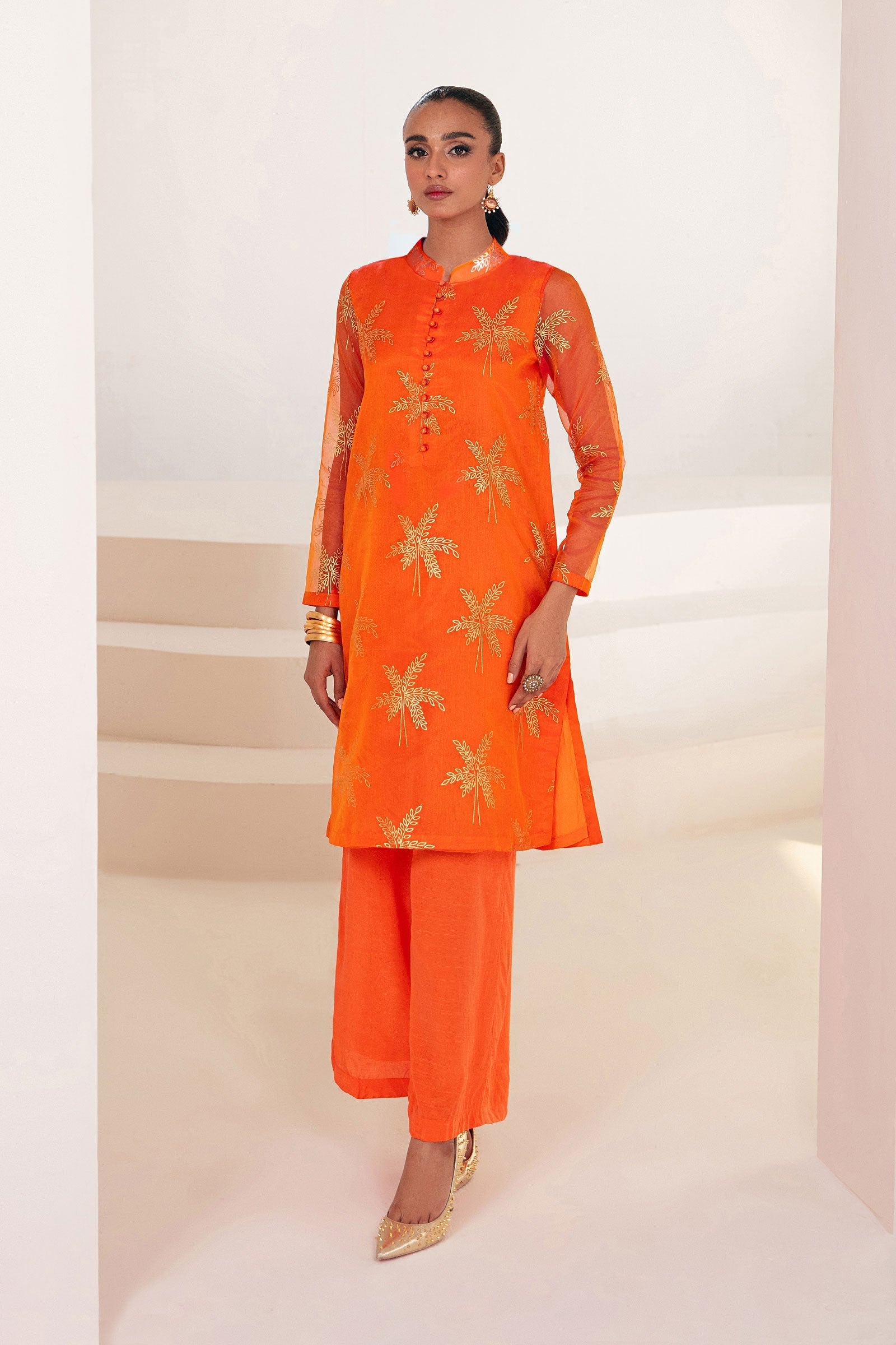 2 Pc Printed Organza Suit