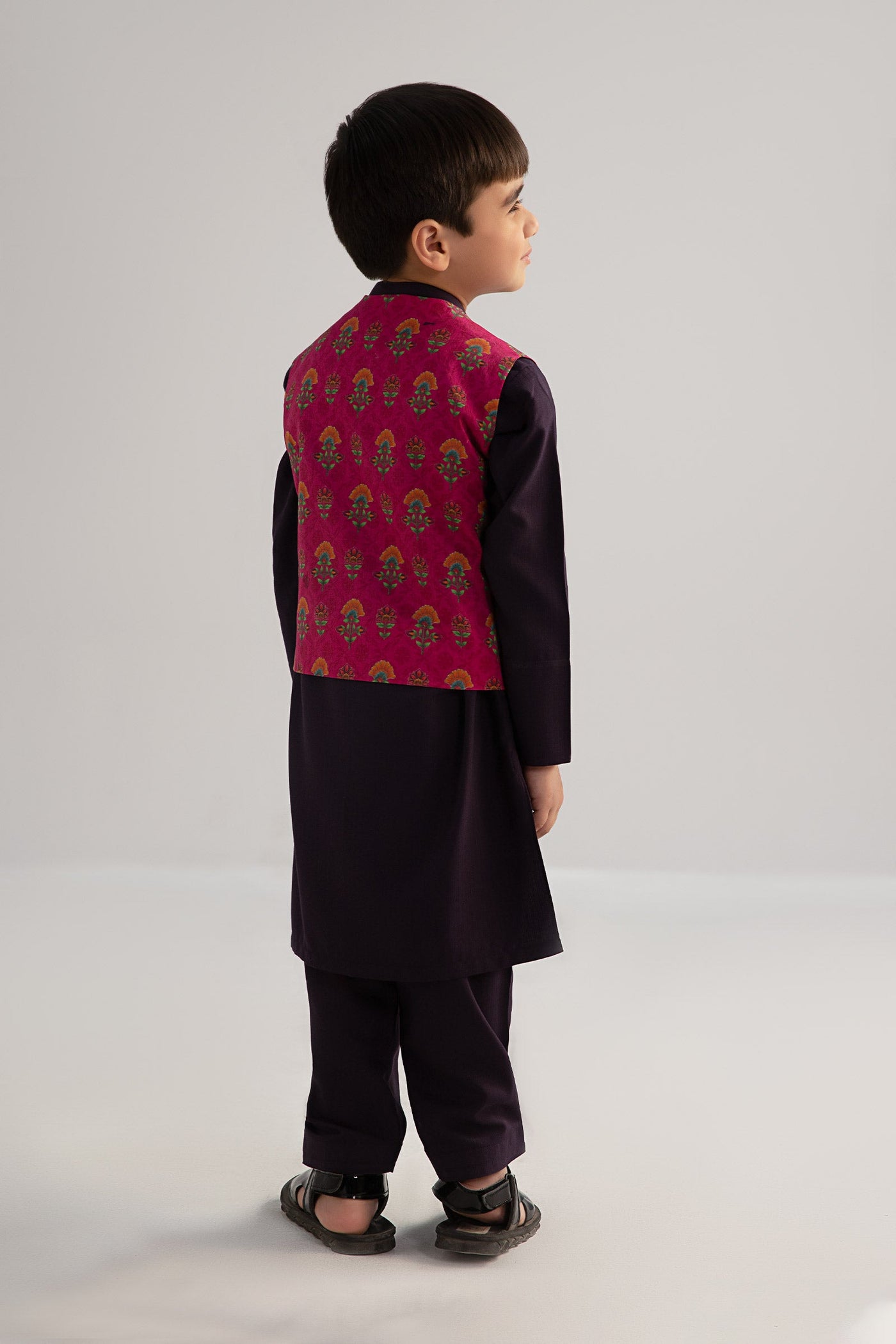 3 Piece Printed Blended Suit