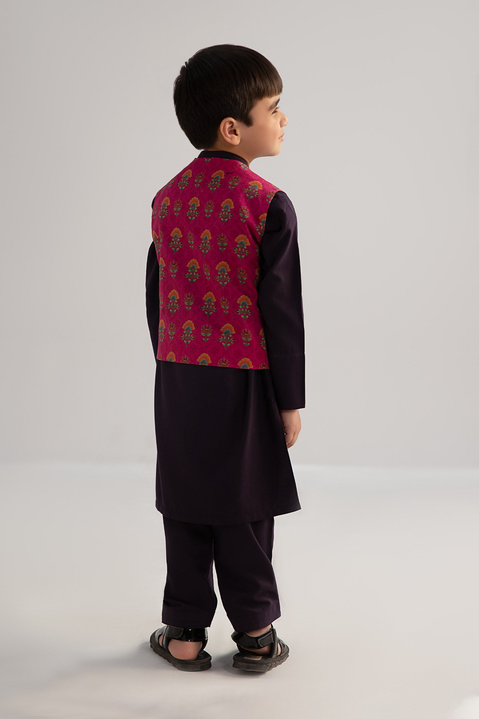 3 Piece Printed Blended Suit