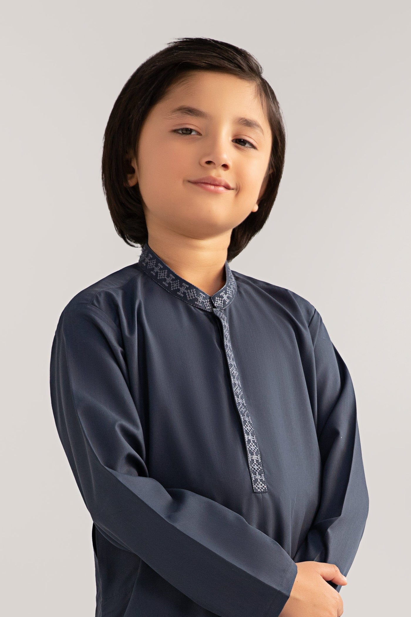 2 Piece Embroidered Blended Suit