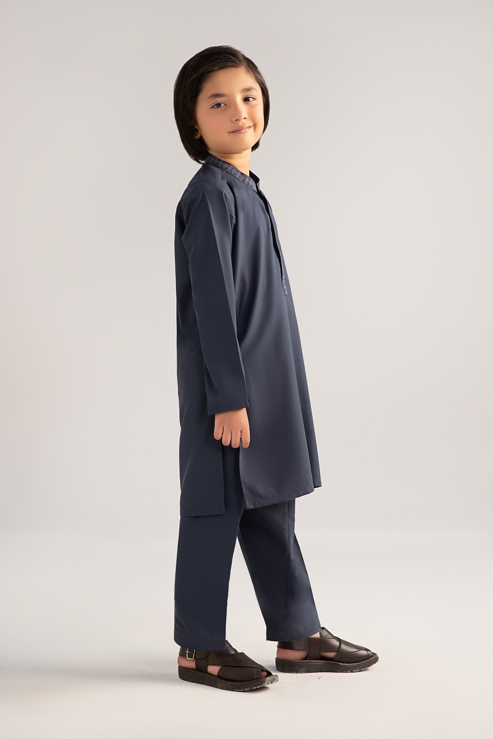 2 Piece Embroidered Blended Suit