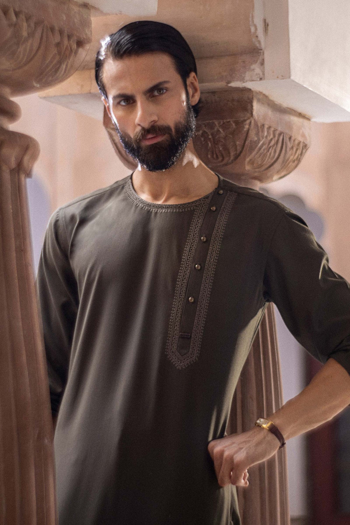 Embroidered Blended Kurta