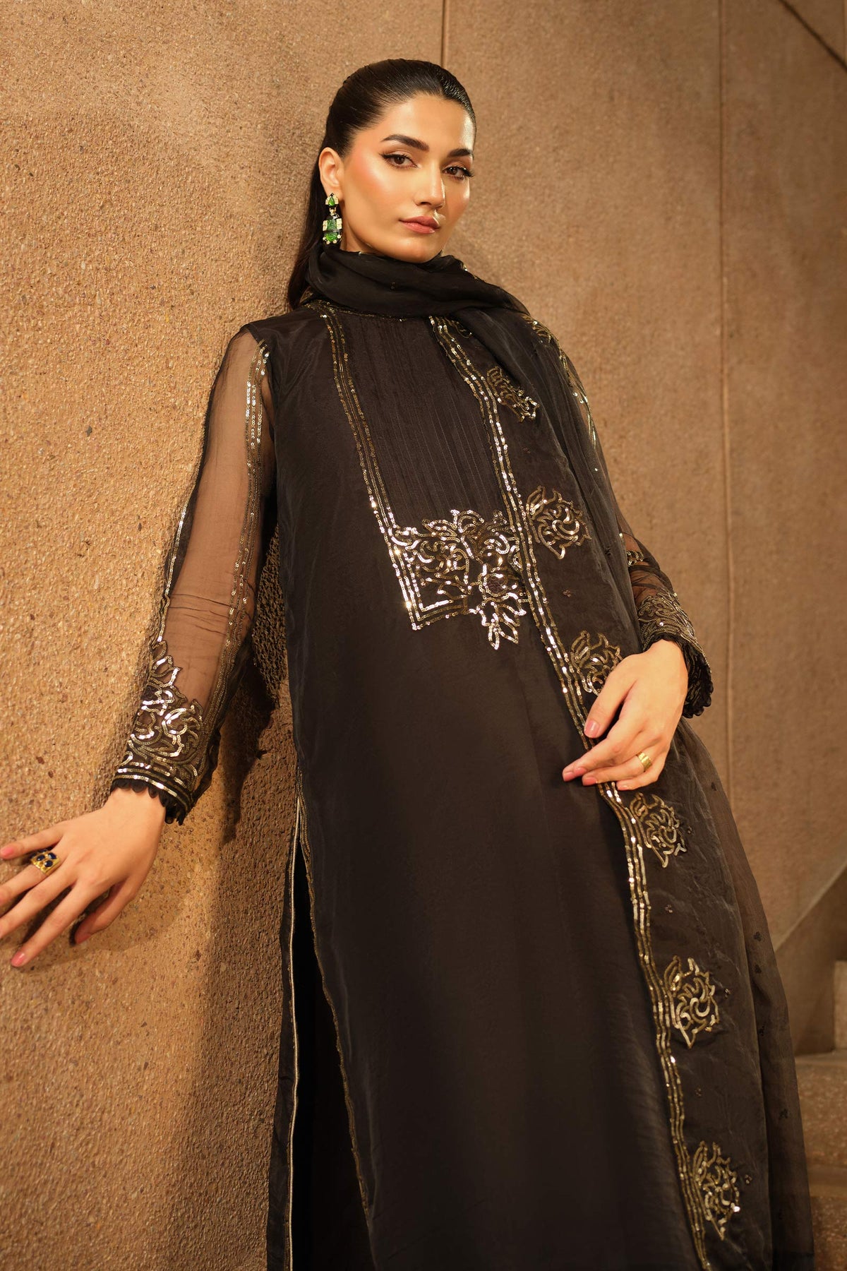 3 Piece Embroidered Organza Suit