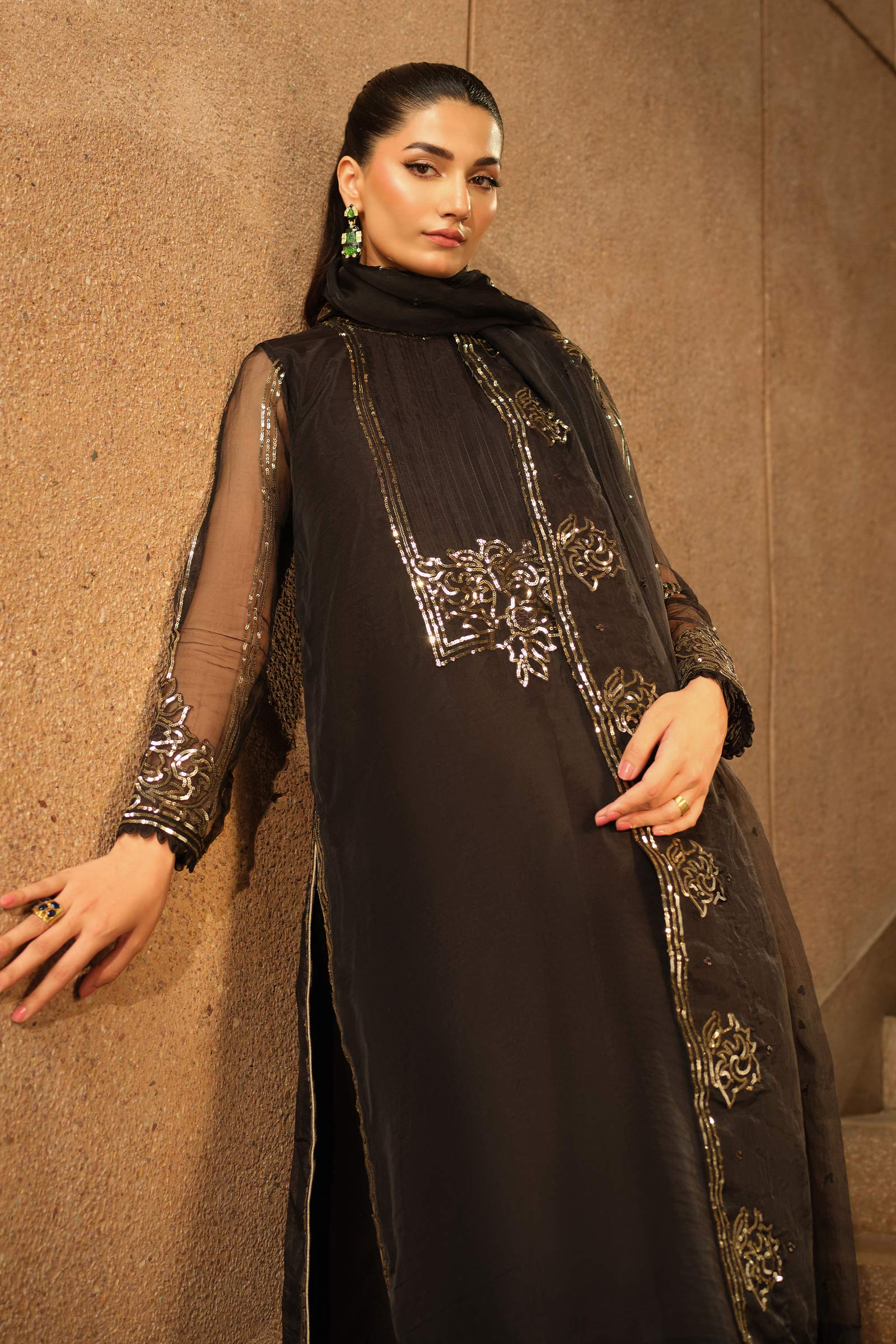 3 Piece Embroidered Organza Suit