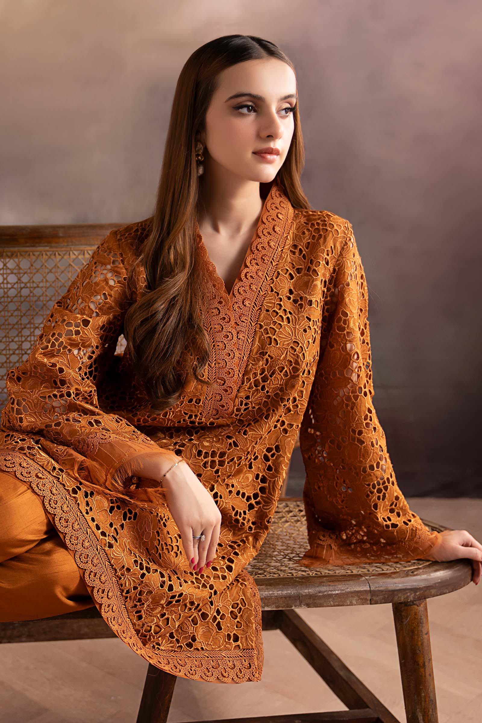 3 Piece Embroidered Bamber Raw Silk Suit