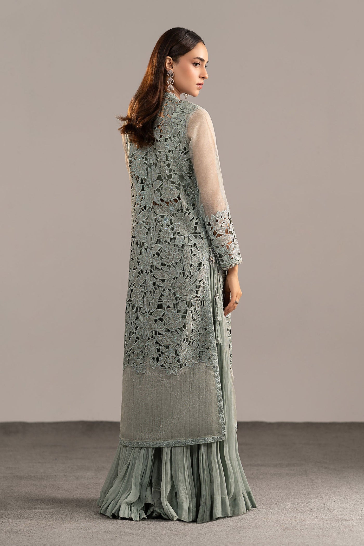 3 Piece Embroidered Zari Organza Suit