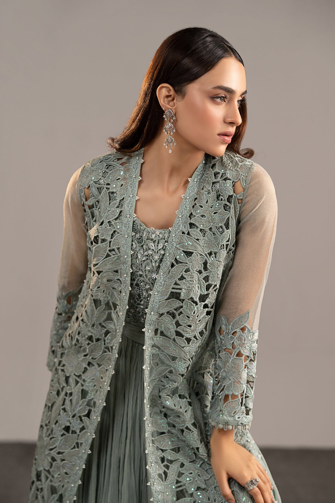 3 Piece Embroidered Zari Organza Suit