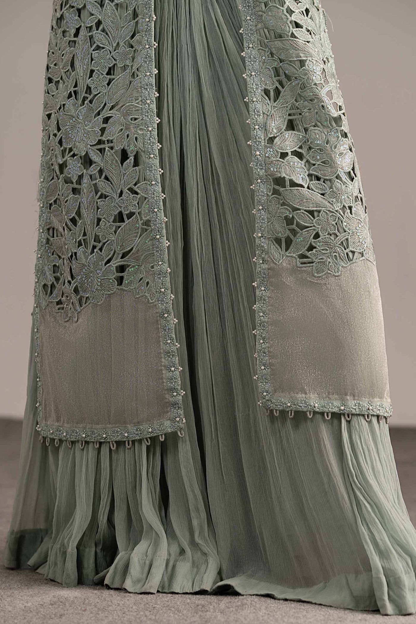 3 Piece Embroidered Zari Organza Suit