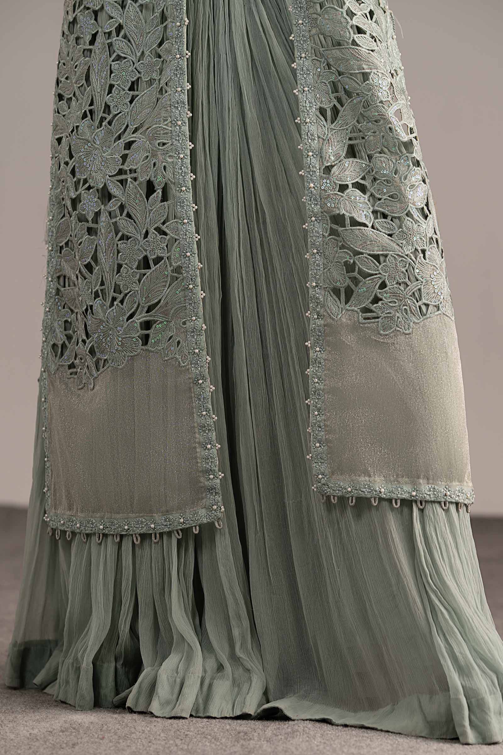 3 Piece Embroidered Zari Organza Suit