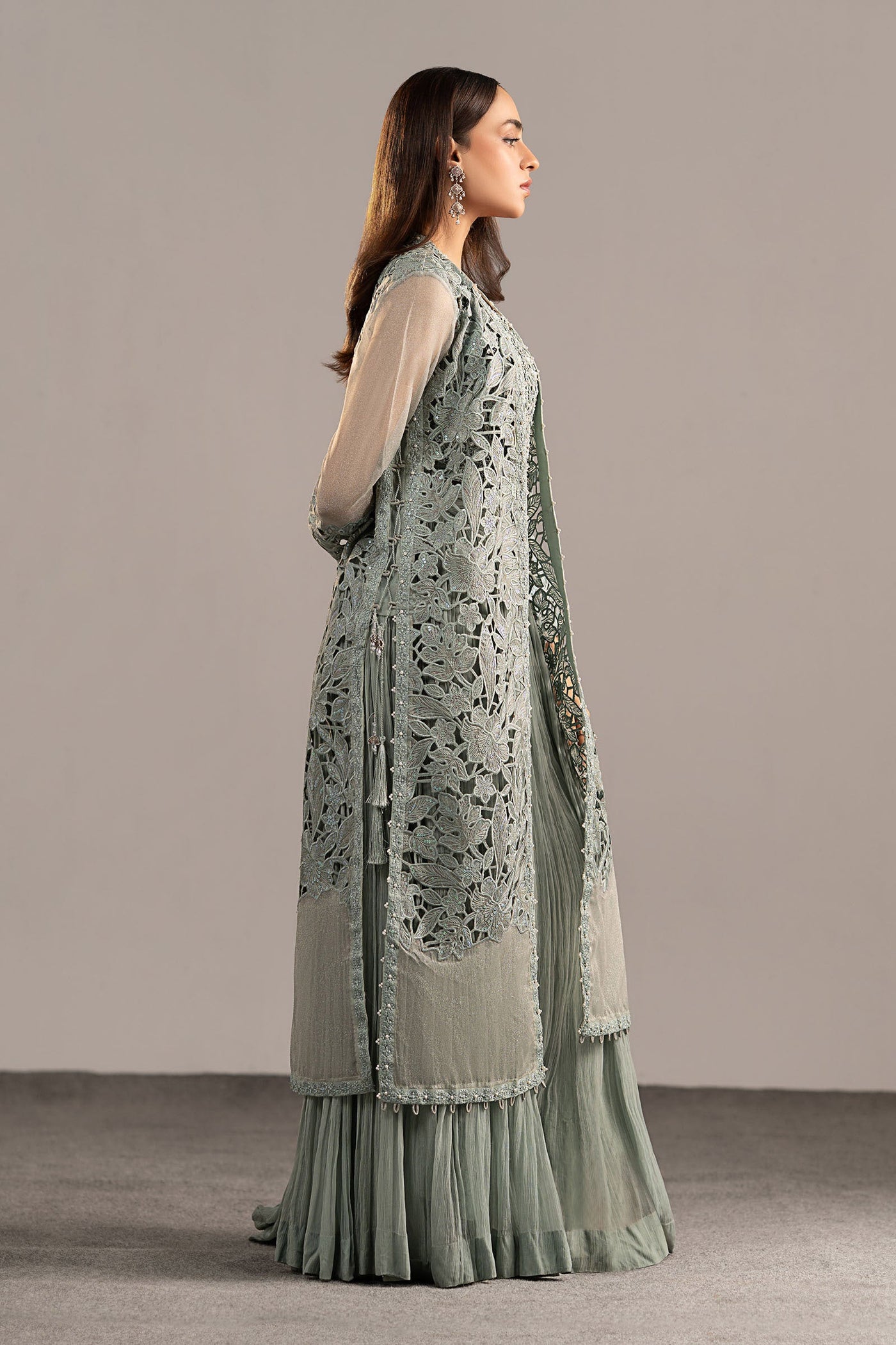 3 Piece Embroidered Zari Organza Suit