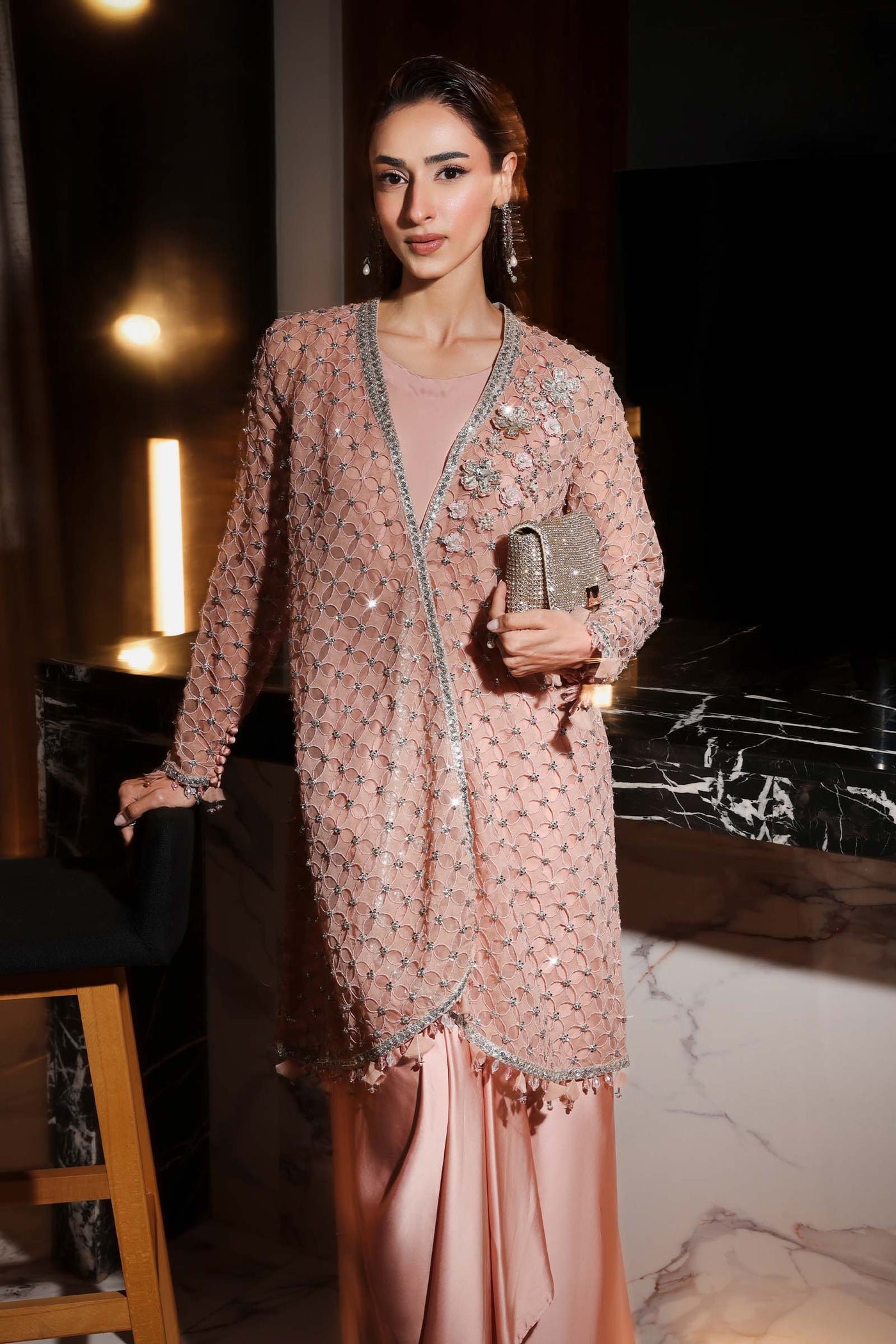 3 Piece Embroidered Chiffon Suit