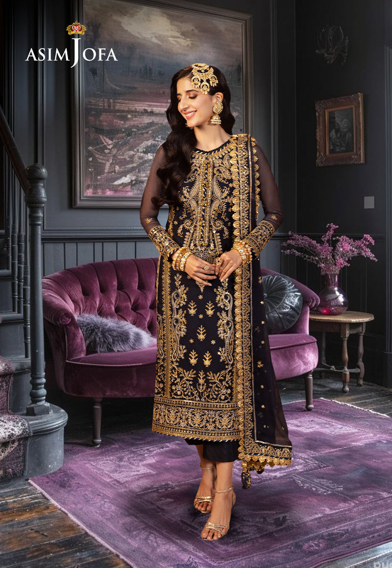 Ajcd-11 Embroidered Chiffon 3 Pcs