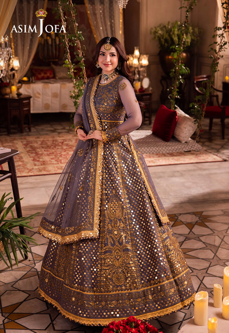 Ajcrp-10 Embroidered Net Stitched 3 Pcs