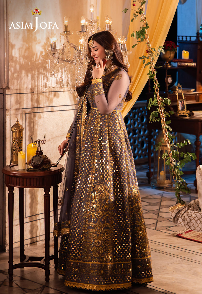 Ajcrp-10 Embroidered Net Stitched 3 Pcs