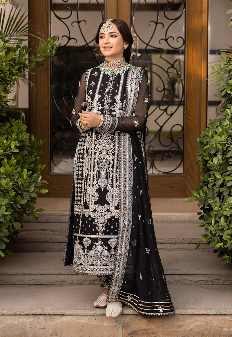 AJSMD-34 EMBROIDERED CHIFFON STITCHED 3 PCS