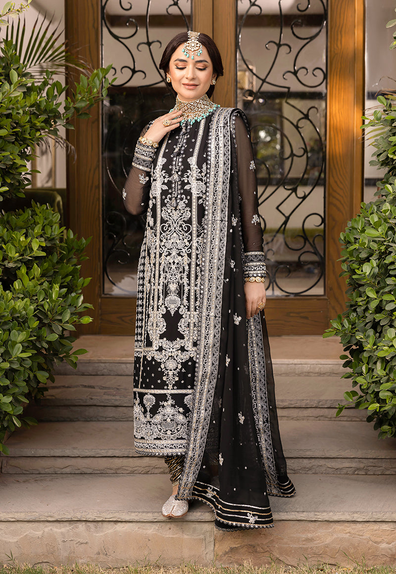 AJSMD-34 EMBROIDERED CHIFFON STITCHED 3 PCS
