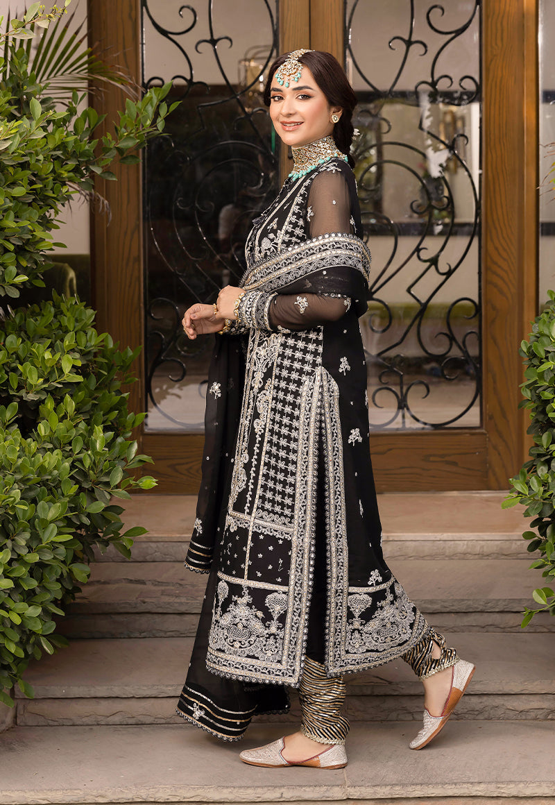 AJSMD-34 EMBROIDERED CHIFFON STITCHED 3 PCS