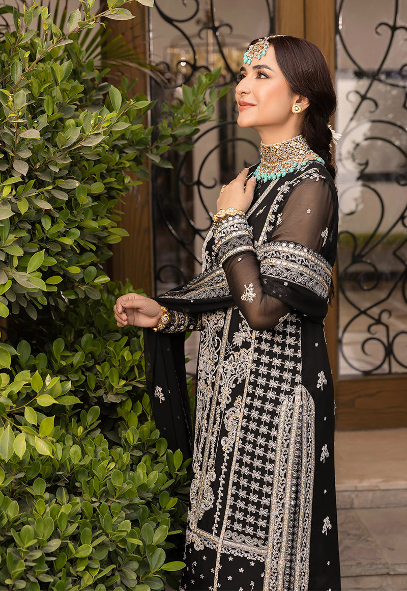 AJSMD-34 EMBROIDERED CHIFFON STITCHED 3 PCS