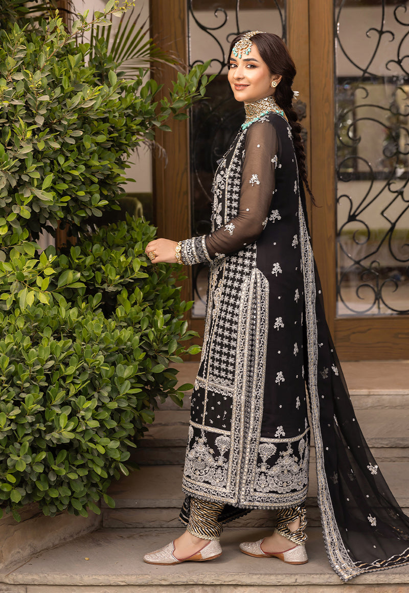 AJSMD-34 EMBROIDERED CHIFFON STITCHED 3 PCS