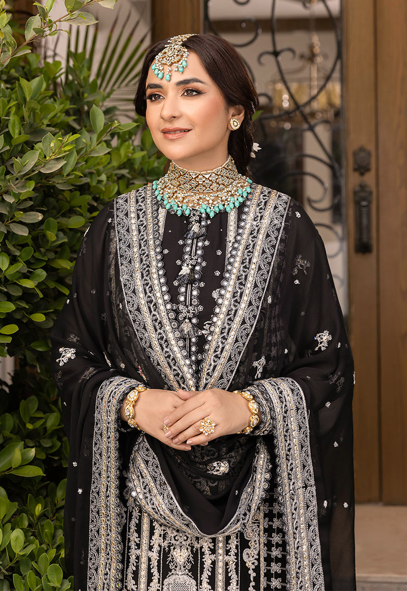 AJSMD-34 EMBROIDERED CHIFFON STITCHED 3 PCS