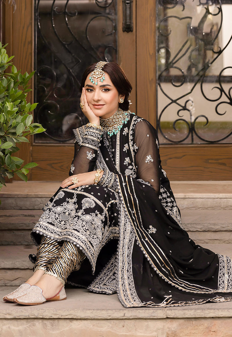 AJSMD-34 EMBROIDERED CHIFFON STITCHED 3 PCS
