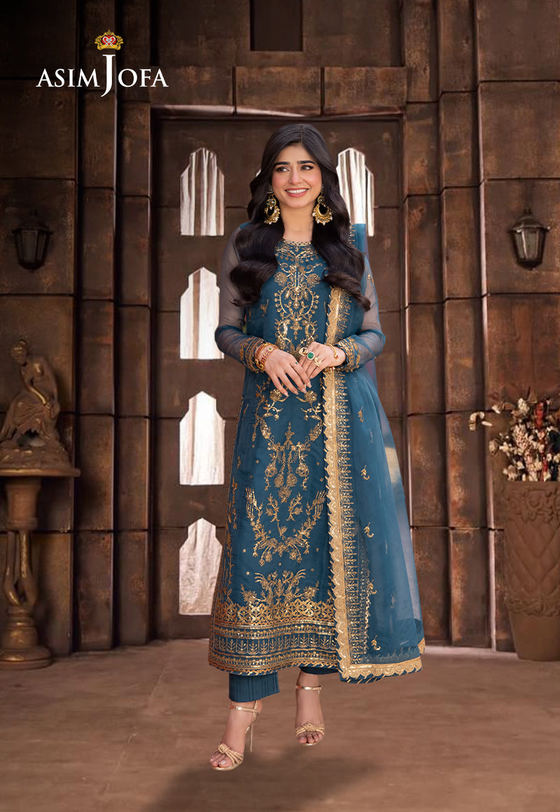 AJULD-02 Embroidered Boski Silk Unstitched 3 Pcs