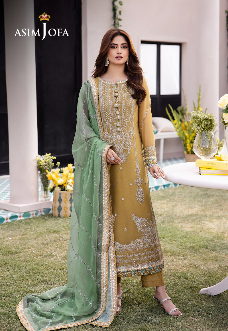 Ajcf-16 Embroidered Chiffon 3 Pcs