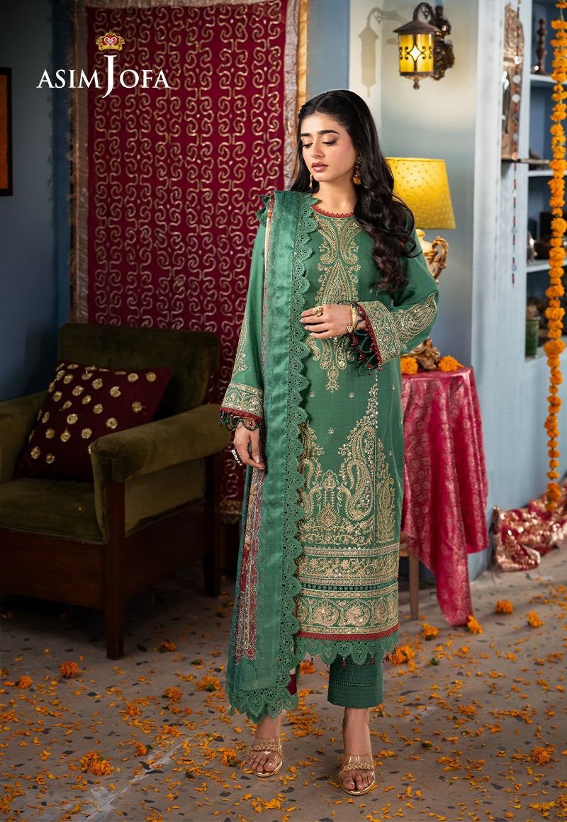 Ajso-86 Unstitched 3 Pcs Shirt Dupatta Trouser