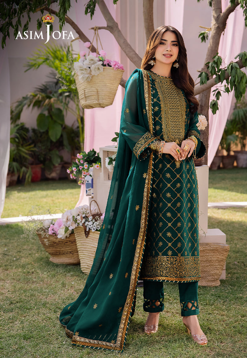 Ajcfp-03 Embroidered Chiffon Stitched 3 Pcs