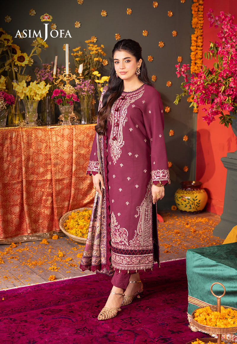 Ajso-152 Unstitched 3 Pcs Shirt Dupatta Trouser