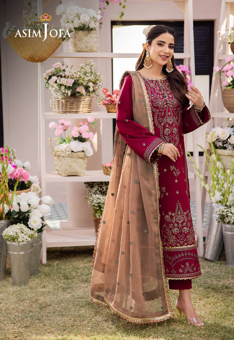 Ajcf-20 Embroidered Boski Silk 3 Pcs
