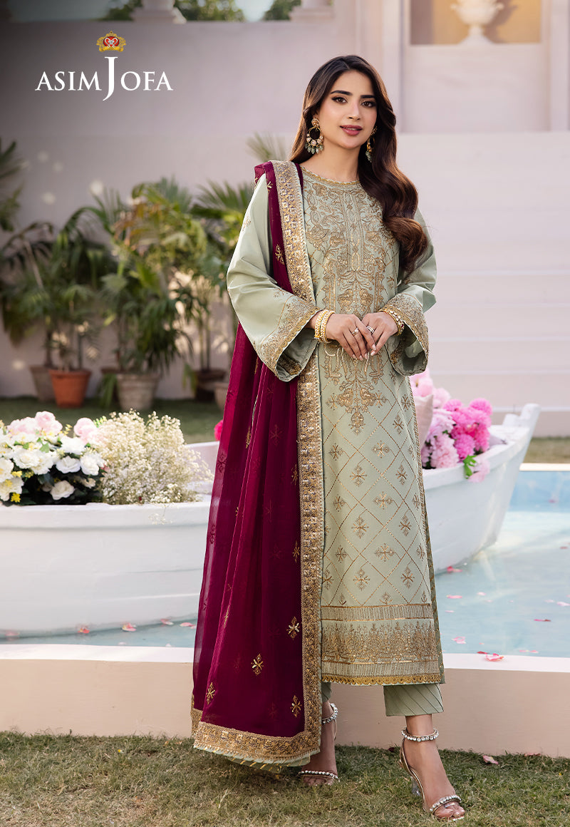 Ajcf-06 Embroidered Jumbo Silk 3 Pcs