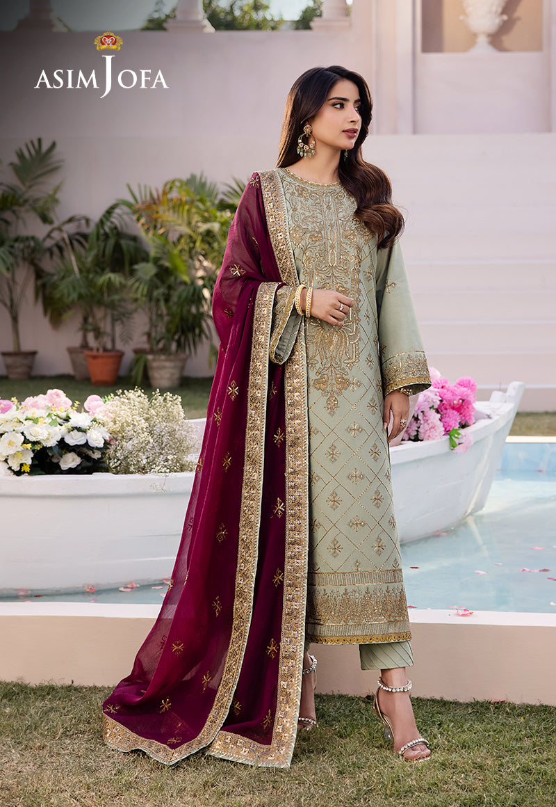 Ajcf-06 Embroidered Jumbo Silk 3 Pcs