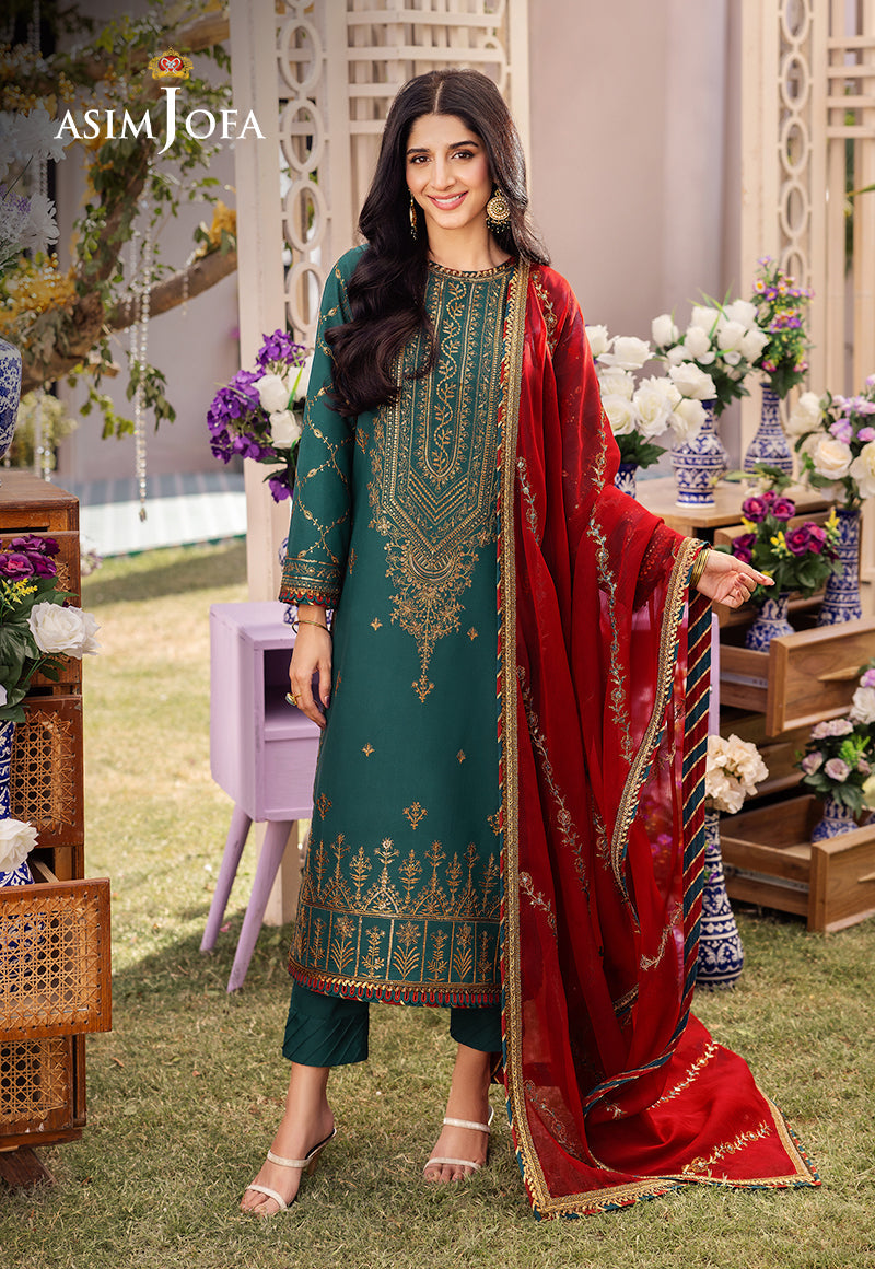 Ajcf-23 Embroidered Jumbo Silk 3 Pcs