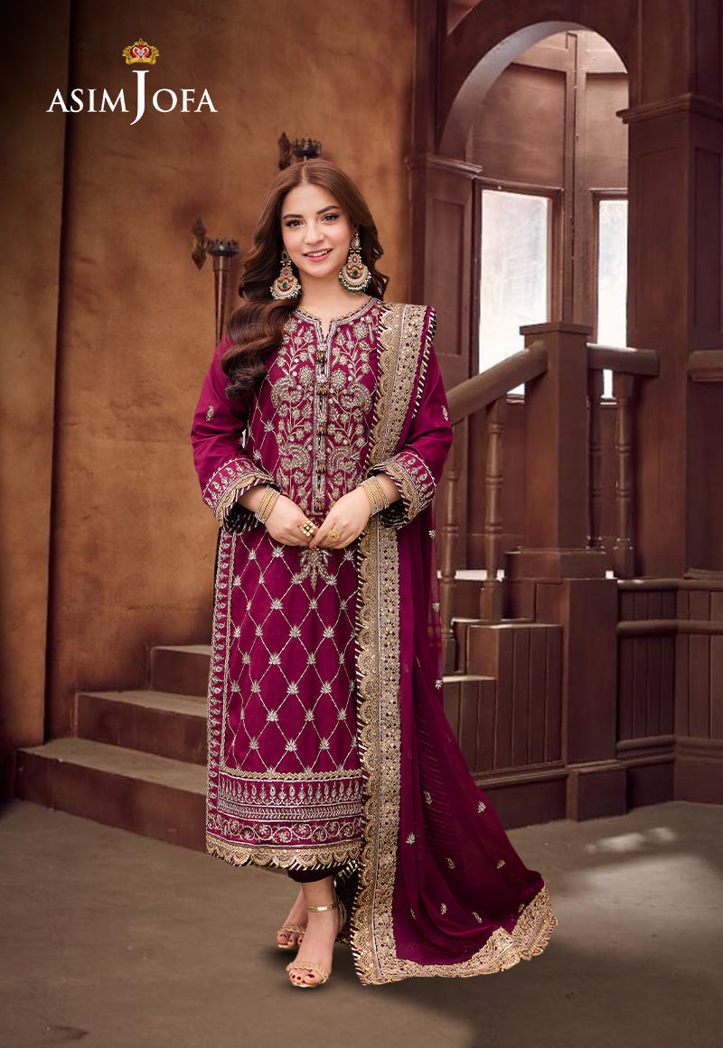 AJMJD-03 EMBROIDERED LAWN SILK  STITCHED 3 PCS