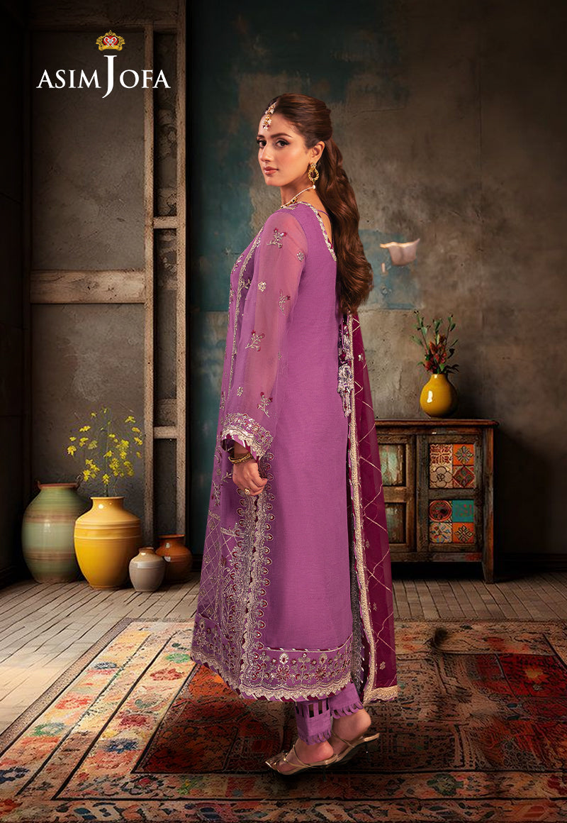 AJKKD-28 EMBROIDERED CHIFFON STITCHED 3 PCS
