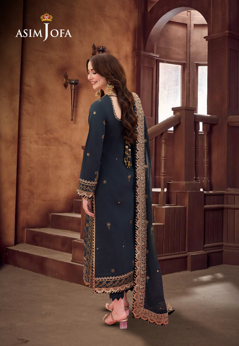 Ajmjd-04 Embroidered Paper Cotton Stitched 3 Pcs