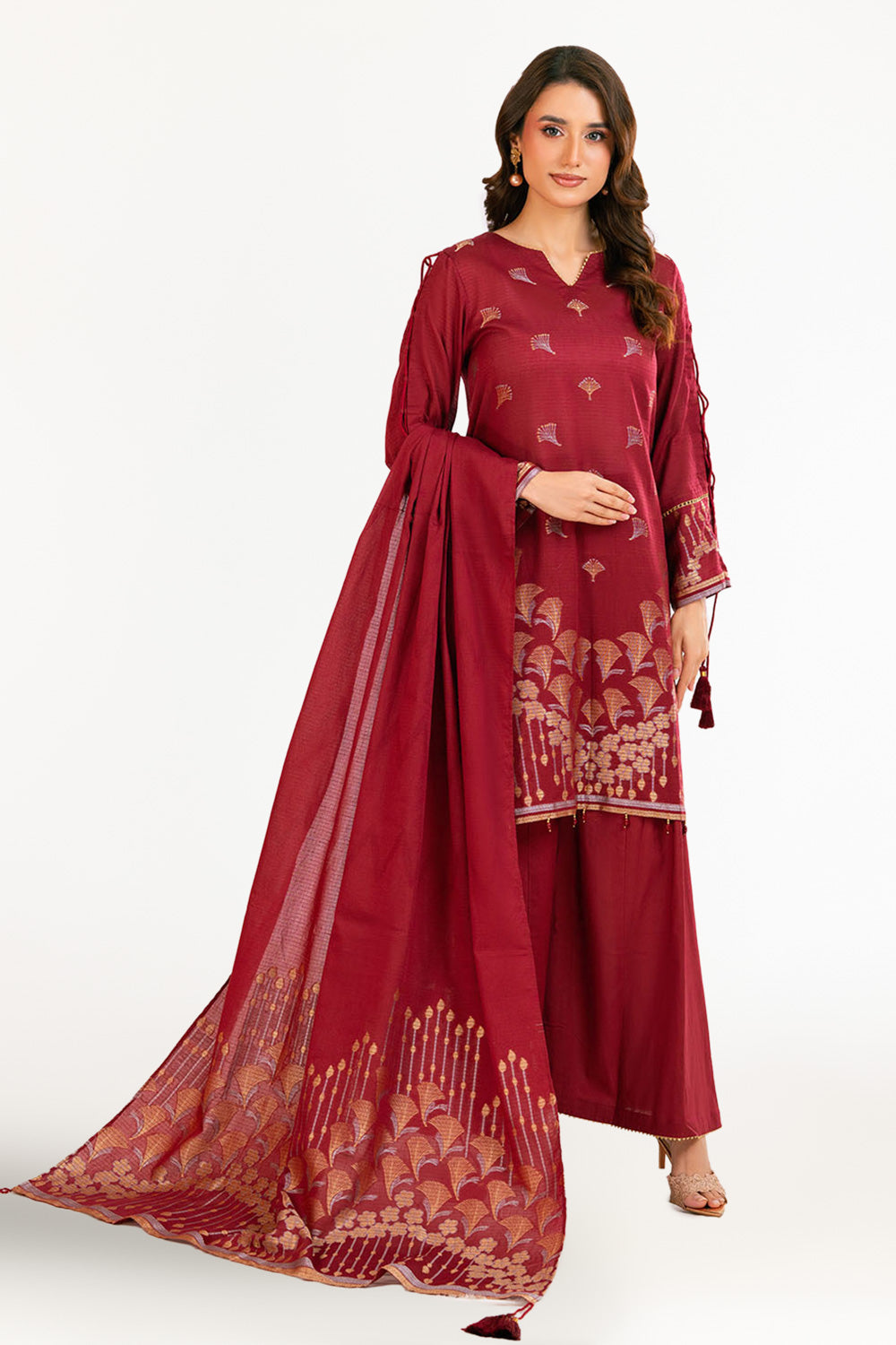 3 Piece Jacquard Suit With Dupatta