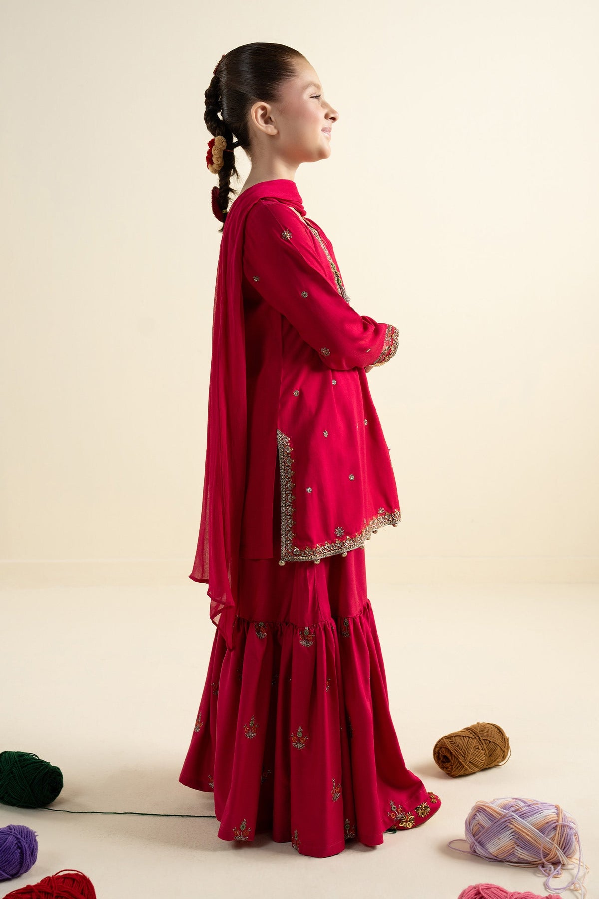 3 Piece Embroidered Linen Suit
