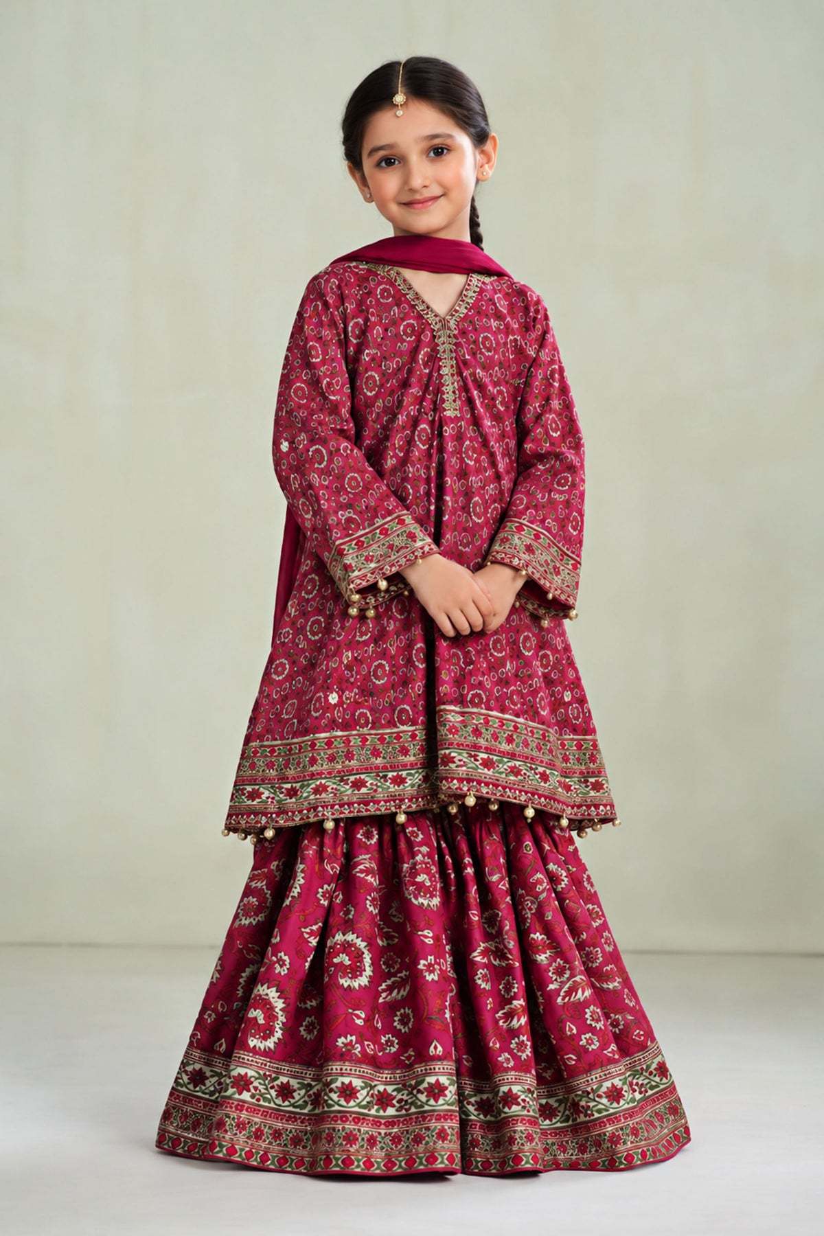 3 Piece Embroidered Raw Silk Suit