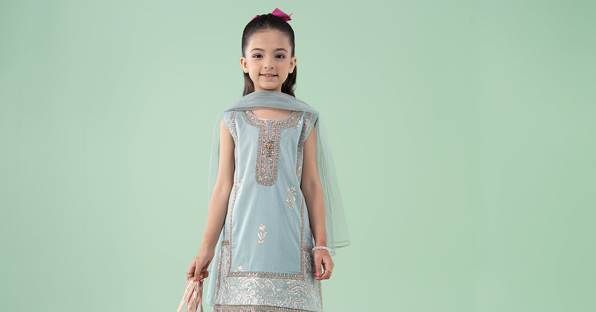 3 Piece Embroidered Dobby Suit