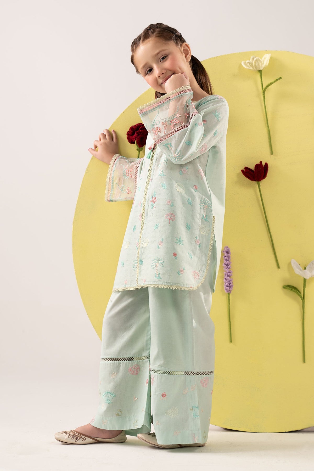 2 Piece Embroidered Dobby Lawn Suit
