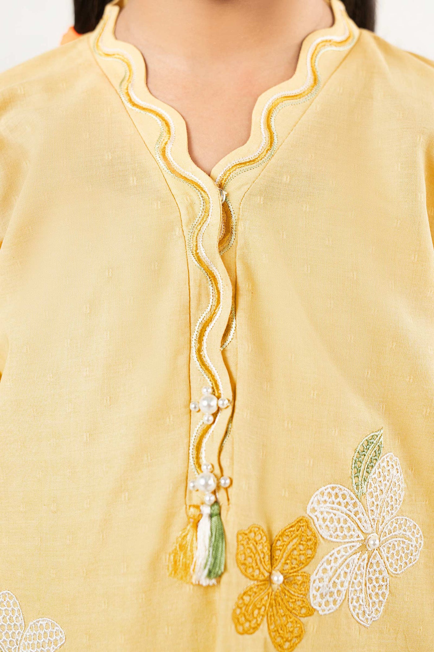 3 Piece Embroidered Cotton Brochia Jacquard Suit
