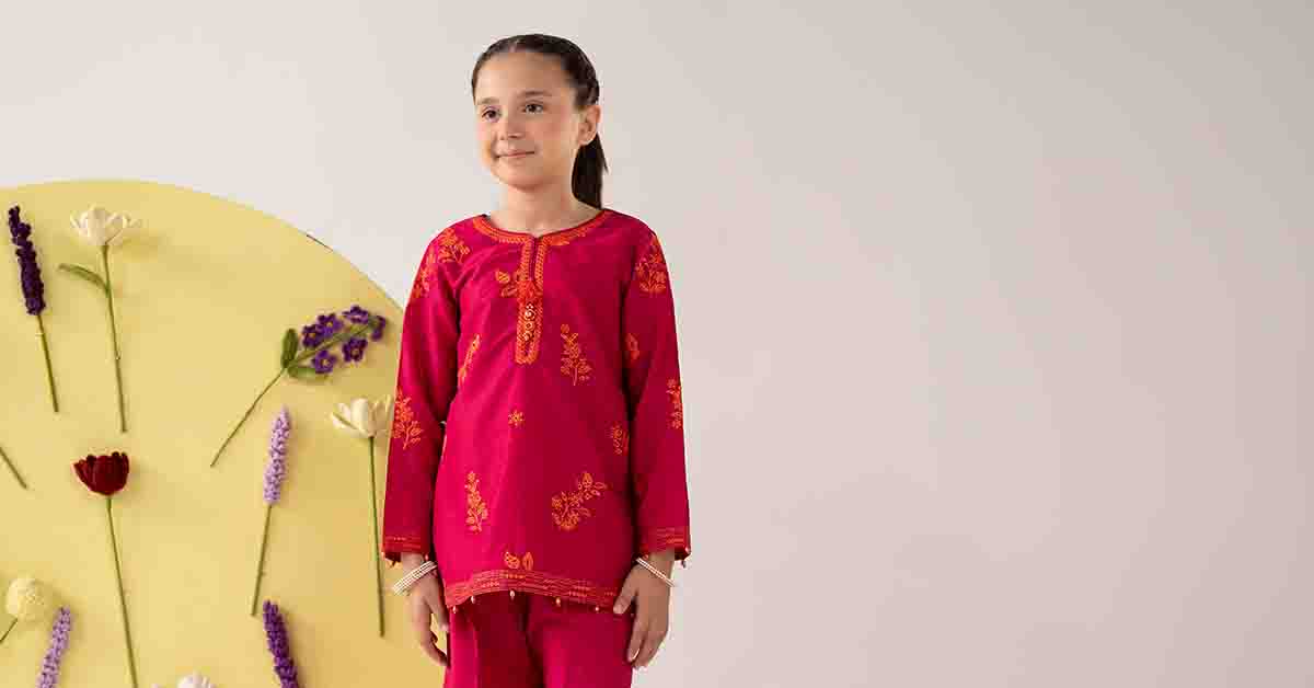 2 Piece Embroidered Dobby Lawn Suit